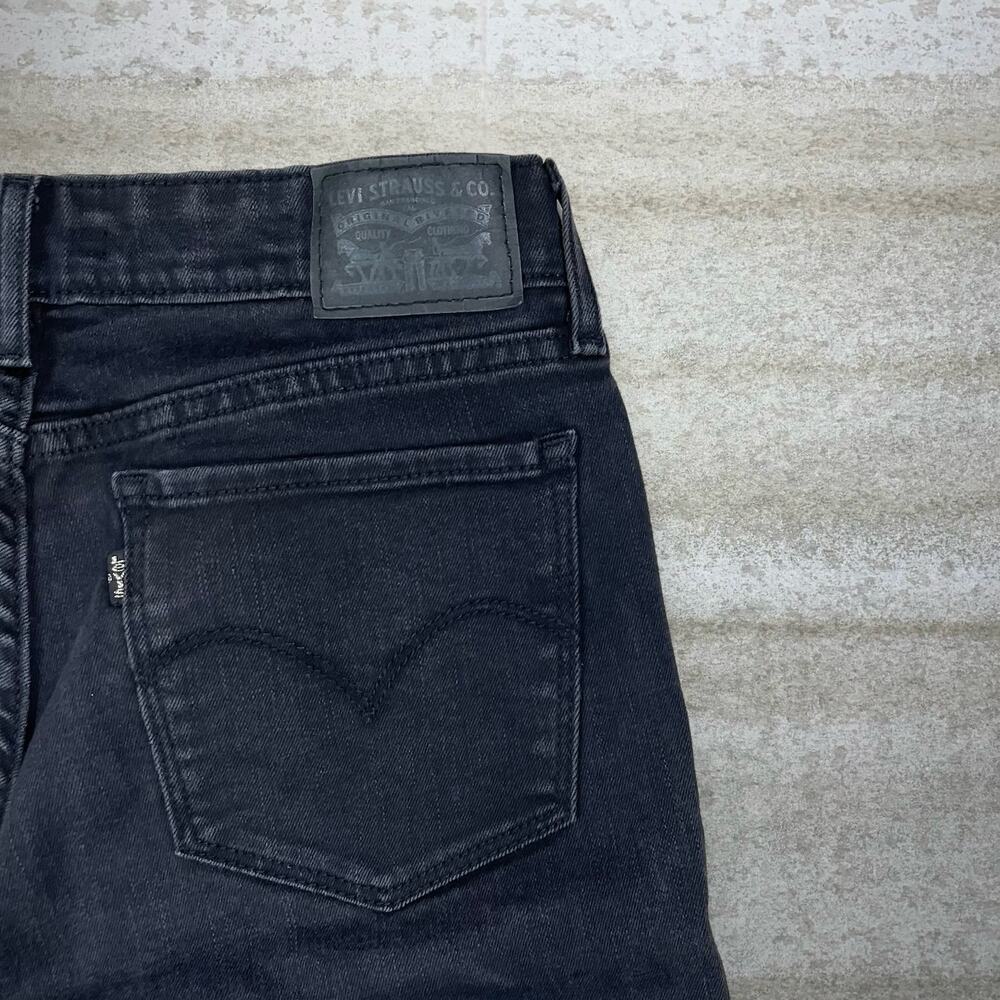 Vintage Y2K Levis Jeans 711 30x26 Skinny Fit Jet Black Wash Denim Black Tab - Picture 3 of 6